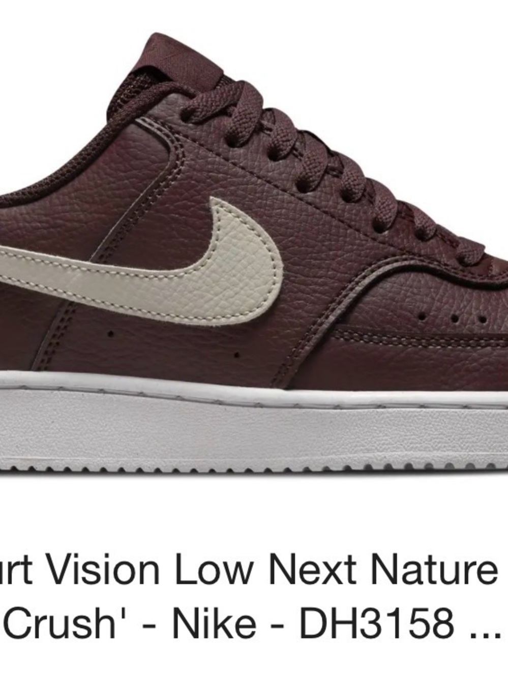 Nike Kids Court Vision Low in Dark Mahogany with Cream Swoosh